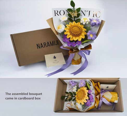 Crochet Flower Bouquet - Handmade Knitted Artificial Flowers - Crochet Sunflower to Friend Father Mom Teacher for Graduation/Birthday/Valentine's Day, Home Decor(Golden Purple) in Saudi Arabia