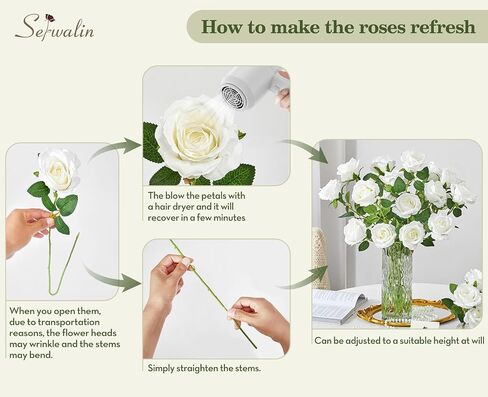 Serwalin 30pcs Artificial Roses Flowers, Orange Roses with Long Stems Realistic Fake Silk Roses Flowers for DIY Wedding Bouquet Arrangement Centerpieces Party Home Table Decorations in Kuwait