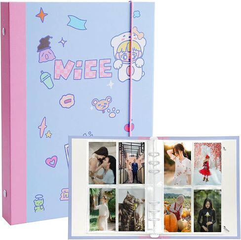 A5 Binder Photocard Album with 25Pcs Inner Pages 3 Inch Photo Album Sleeves Kpop Photocard Holder Photocard Collect Book for Photos Pictures Cards Storage Black White in Saudi Arabia
