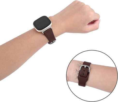 JOYOZY Premium Genuine Leather Bands Compatible with Fitbit Sense&Fitbit Versa 3 Smart Watch,Professional and Classic Wristband Strap Replacement for Women Men in Saudi Arabia