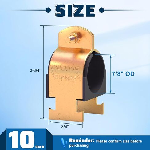 10 Pack Rubber Cushion Strut Clamp,Zinc-plated Pipe Strut Clamps for Mounting Copper Pipes,PEX Pipe,Gas Pipings,CVPC Tubing,High Temperature Resistance Mount Strut Clamp (1 Inch OD) in Saudi Arabia