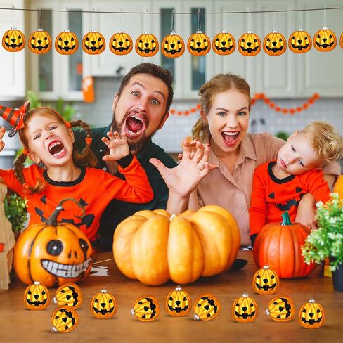 Zhanmai Halloween Ornaments Jack O Lantern Tree Decorations Plastic Pumpkin Decor Night Christmas Tree Ornaments Decorative Hanging Ornaments(Black, White,24 Pcs) in Saudi Arabia