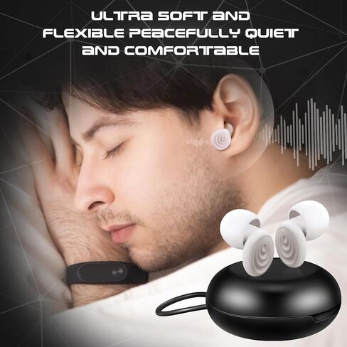 زوجان من سدادات الأذن للنوم وتقليل الضوضاء والحماية من الحساسية وقابلة لإعادة الاستخدام وسدادات أذن عالية الدقة من السيليكون المرن الناعم وسدادات النوم الصامتة للحفلات والسفر والعمل 25-30 ديسيبل، باللون الأبيض in Kuwait
