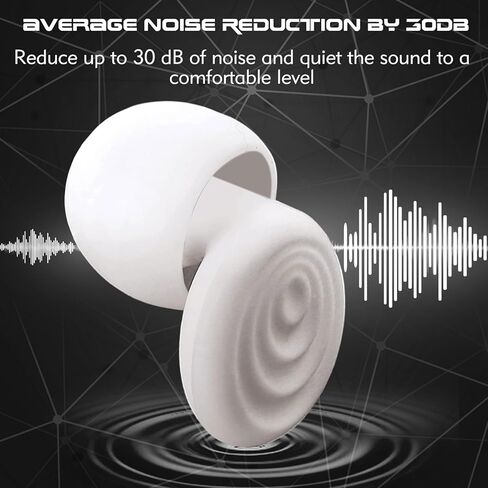 زوجان من سدادات الأذن للنوم وتقليل الضوضاء والحماية من الحساسية وقابلة لإعادة الاستخدام وسدادات أذن عالية الدقة من السيليكون المرن الناعم وسدادات النوم الصامتة للحفلات والسفر والعمل 25-30 ديسيبل، باللون الأبيض in Kuwait