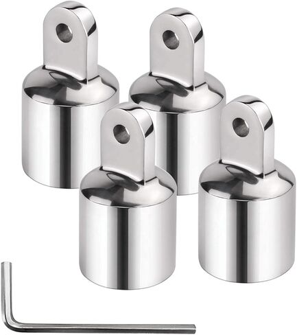 يانيو 4 عبوات 7/8 بوصة بيميني غطاء نهاية العين العلوي يناسب 7/8 بوصة O.D. أنابيب مستديرة، أجهزة بحرية من الفولاذ المقاوم للصدأ 316، تجهيزات علوية لمظلة القارب بيميني مع مفتاح سداسي على شكل حرف L in Kuwait