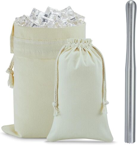12.5" Stainless Steel Cocktail Muddler with Lewis Ice Bag Kit, Extra long Muddler for Ice Crusher Creating for Making Mojitos, Mint Drinks - Idea for Home Bar, Bartender in Saudi Arabia