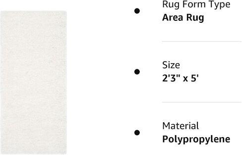 سجادة SAFAVIEH California Shag Collection - 2'3" x 5'، بيضاء، غير قابلة للتساقط وسهلة العناية، سميكة 2 بوصة مثالية للمناطق ذات حركة المرور العالية في المدخل، غرفة المعيشة، غرفة النوم (SG151-1010) in Saudi Arabia