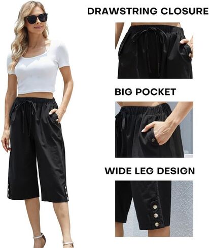 WROLEM Women Capri Yoga Pants Drawstring 701 Pants for Summer in Saudi Arabia