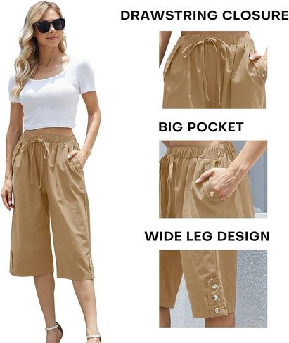 WROLEM Women Capri Yoga Pants Drawstring 701 Pants for Summer in Saudi Arabia