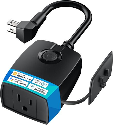 meross Outdoor Smart Plug, Outdoor Wi-Fi Outlet with 3 Independent Sockets Compatible with Apple Homekit, Alexa and SmartThings, Voice & Remote Control, Timer, 2.4 GHz only in Saudi Arabia