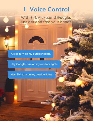 قابس ذكي خارجي من Meross، منفذ واي فاي خارجي مع 3 مقابس مستقلة متوافقة مع Apple Homekit وAlexa وSmartThings وجهاز التحكم عن بعد والصوت ومؤقت، 2.4 جيجا هرتز فقط in Kuwait