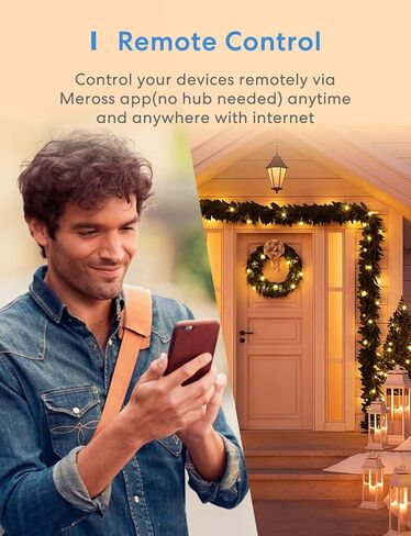 قابس ذكي خارجي من Meross، منفذ واي فاي خارجي مع 3 مقابس مستقلة متوافقة مع Apple Homekit وAlexa وSmartThings وجهاز التحكم عن بعد والصوت ومؤقت، 2.4 جيجا هرتز فقط in Kuwait