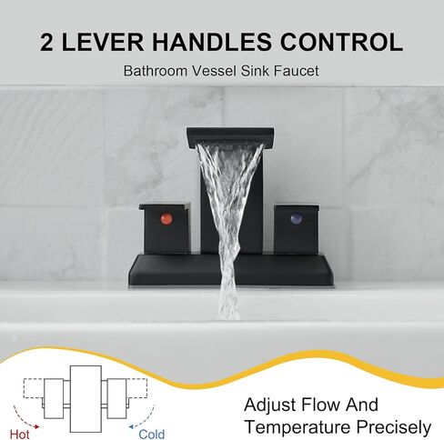 BESy حوض الحمام الأسود Facuet 4 بوصة صنبور الحمام المركزي مع استنزاف المنبثقة ماتي صنبور الحمام الأسود 2 مقابض 3 فتحات مع خراطيم إمدادات cuPC، شنت سطح السفينة in Kuwait