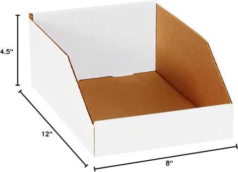 BFBINMT812 Open Top Bin Boxes, 8" x 12" x 4 1/2", White (Pack of 50) in Saudi Arabia