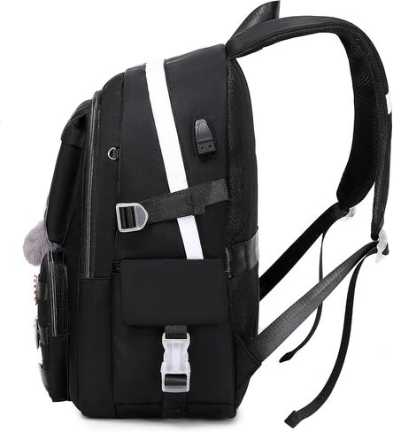 حقيبة ظهر مدرسية للفتيات، مجموعة حقيبة ظهر لطيفة للنساء، حقيبة كتب أنيقة مع حقيبة أقلام وحقيبة غداء باللون الأسود in Kuwait