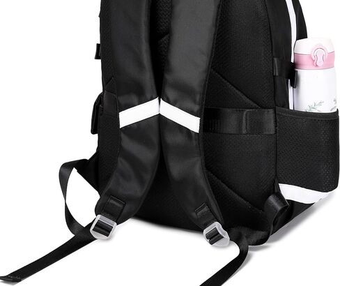 حقيبة ظهر مدرسية للفتيات، مجموعة حقيبة ظهر لطيفة للنساء، حقيبة كتب أنيقة مع حقيبة أقلام وحقيبة غداء باللون الأسود in Kuwait