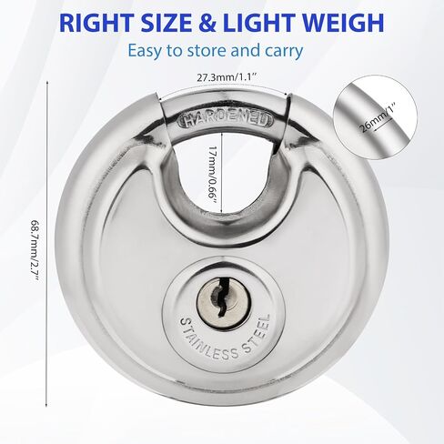 Storage Locker Lock Disc Padlock Disc Locks Storage Locks Waterproof Locks for Outdoor Keyed Padlock Storage Locker with 3 Keys Lock Rustproof Storage Lock for Warehouse Locker Sheds Garage in Saudi Arabia