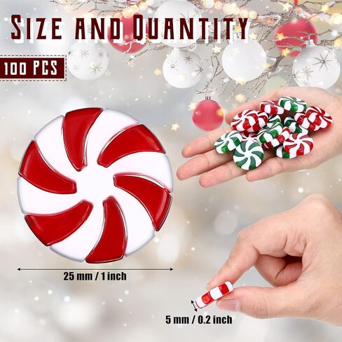 120 Pcs 25 mm Christmas Candy Cane Peppermint Ornaments for Christmas Tree Fake Candy Candy Decorations Candy Decor Candy Christmas Ornaments Candy Cane Craft for DIY Crafts (Mixed Color) in Saudi Arabia