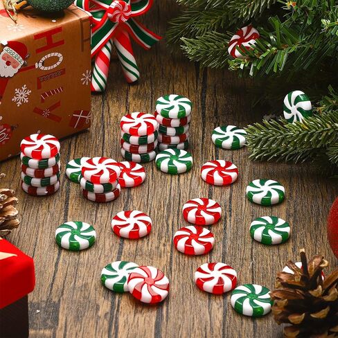 120 Pcs 25 mm Christmas Candy Cane Peppermint Ornaments for Christmas Tree Fake Candy Candy Decorations Candy Decor Candy Christmas Ornaments Candy Cane Craft for DIY Crafts (Mixed Color) in Saudi Arabia