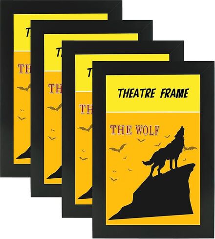 4 Packs,Theatre bill Frame with Real Glass,Black Theatre Frame,Holds 5.5x8.5 inch Media with Installed Hanger and Easel (4, Black Frame) in Saudi Arabia