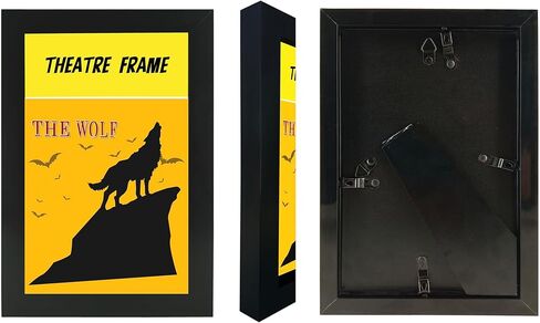 4 Packs,Theatre bill Frame with Real Glass,Black Theatre Frame,Holds 5.5x8.5 inch Media with Installed Hanger and Easel (4, Black Frame) in Saudi Arabia