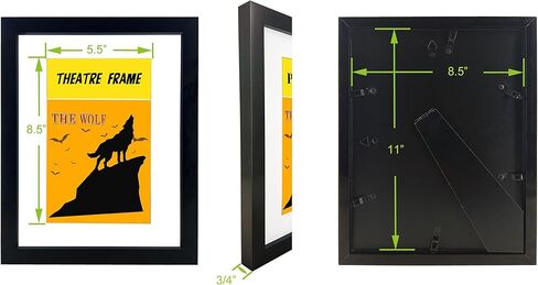 4 Packs,Theatre bill Frame with Real Glass,Black Theatre Frame,Holds 5.5x8.5 inch Media with Installed Hanger and Easel (4, Black Frame) in Saudi Arabia