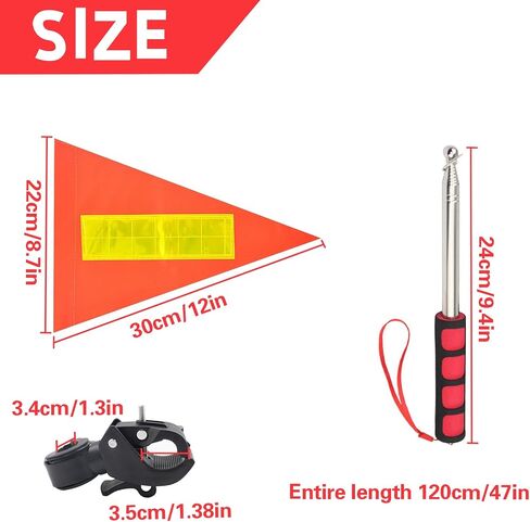 Golf Cart Flag Pole Reflective Orange Safety Flag 8.7 x 11.8 Inch Golf Cart Accessories 47.2 Inch Telescopic Pole Golf Cart Flag Mount Wheelchairs High Visibility Safety Flag in Saudi Arabia