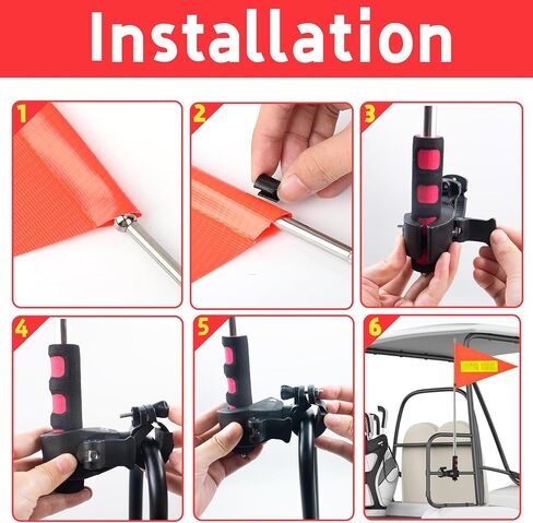Golf Cart Flag Pole Reflective Orange Safety Flag 8.7 x 11.8 Inch Golf Cart Accessories 47.2 Inch Telescopic Pole Golf Cart Flag Mount Wheelchairs High Visibility Safety Flag in Saudi Arabia