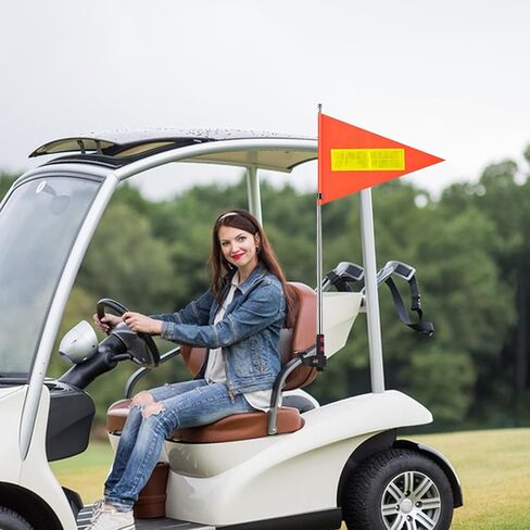 Golf Cart Flag Pole Reflective Orange Safety Flag 8.7 x 11.8 Inch Golf Cart Accessories 47.2 Inch Telescopic Pole Golf Cart Flag Mount Wheelchairs High Visibility Safety Flag in Saudi Arabia