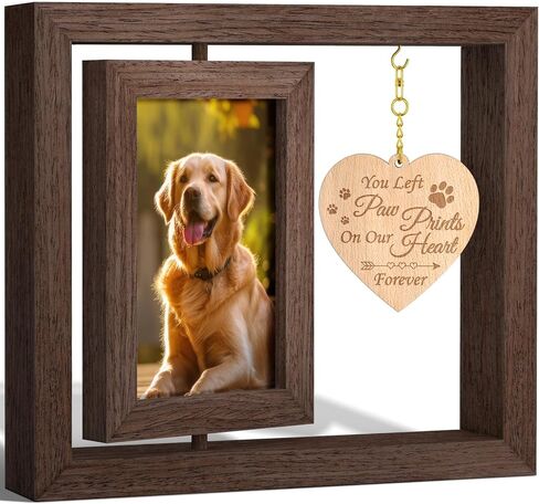 Pet Memorial Gifts for Dogs Cats Dog Memorial Gifts for Loss of Dog Cat - Loss of Dog Sympathy Gift Pet Loss Gifts Rotating Picture Frame for 4x6 Photos, Dog Bereavement Remembrance Condolence Gifts in Saudi Arabia