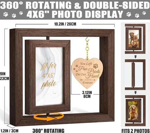 Pet Memorial Gifts for Dogs Cats Dog Memorial Gifts for Loss of Dog Cat - Loss of Dog Sympathy Gift Pet Loss Gifts Rotating Picture Frame for 4x6 Photos, Dog Bereavement Remembrance Condolence Gifts in Saudi Arabia
