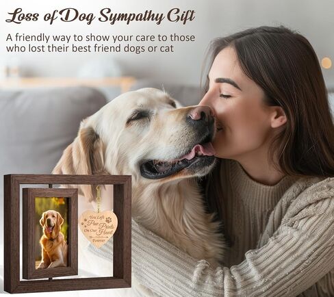 Pet Memorial Gifts for Dogs Cats Dog Memorial Gifts for Loss of Dog Cat - Loss of Dog Sympathy Gift Pet Loss Gifts Rotating Picture Frame for 4x6 Photos, Dog Bereavement Remembrance Condolence Gifts in Saudi Arabia