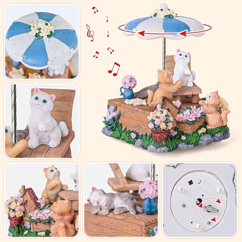 Cat Music Box Gift for Cat Lovers, Cats Under The Umbrella, Kitty Gift for Wife Girlfriend Daughter Girls Women Birthday Anniversary Valentine Chridtmas Present Play What A Wonderful World in Kuwait