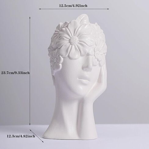 White Ceramic Vase, Ceramics Statue Flower Vase Female Form Head Half Body Bust Vases Minimalism Modern Nordic Style Flower Vase for Wedding Dinner Table Living Room Office Decor (Peaceful) in Saudi Arabia