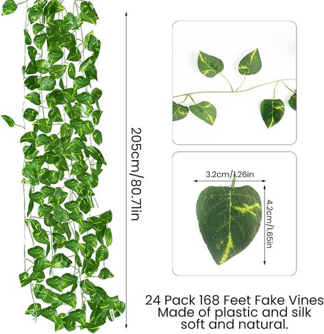 GTIDEA Fake Vines, 12 Pack 84 Feet Artificial Hanging Plants Silk Green Leaf Garlands Home Office Garden Outdoor Wall Greenery Cover Jungle Party Decoration in Saudi Arabia