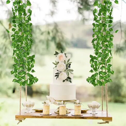 GTIDEA Fake Vines, 12 Pack 84 Feet Artificial Hanging Plants Silk Green Leaf Garlands Home Office Garden Outdoor Wall Greenery Cover Jungle Party Decoration in Saudi Arabia