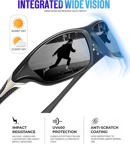 نظارات شمسية مستقطبة من KLAIYADI للرجال والنساء، نظارات شمسية رياضية مع حماية من الأشعة فوق البنفسجية للاستخدام في الهواء الطلق in Kuwait