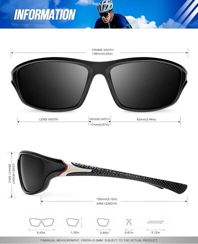 نظارات شمسية مستقطبة من KLAIYADI للرجال والنساء، نظارات شمسية رياضية مع حماية من الأشعة فوق البنفسجية للاستخدام في الهواء الطلق in Kuwait