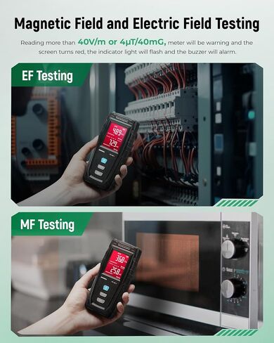 كاشف ERICKHILL EMF، كاشف إشعاع المجال الكهرومغناطيسي الرقمي القابل لإعادة الشحن، جهاز قياس EMF رقمي LCD محمول باليد، جهاز اختبار رائع لفحص EMF المنزلي، المكتب، صيد الأشباح (RF غير متضمن) in Kuwait