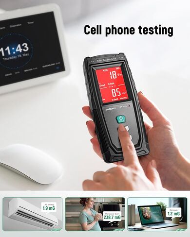 كاشف ERICKHILL EMF، كاشف إشعاع المجال الكهرومغناطيسي الرقمي القابل لإعادة الشحن، جهاز قياس EMF رقمي LCD محمول باليد، جهاز اختبار رائع لفحص EMF المنزلي، المكتب، صيد الأشباح (RF غير متضمن) in Kuwait