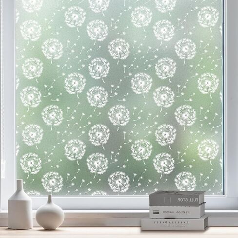 DKTIE Window Film Opaque Privacy Film with Installation Tools Window Frosted Glass Film Feather Static Stickers without Adhesive Reusable (01, 17.7" x 78.7" (with tools)) in Kuwait