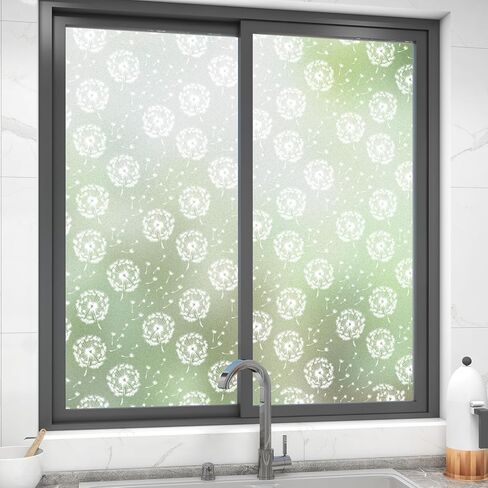 DKTIE Window Film Opaque Privacy Film with Installation Tools Window Frosted Glass Film Feather Static Stickers without Adhesive Reusable (01, 17.7" x 78.7" (with tools)) in Kuwait