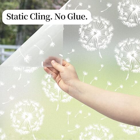 DKTIE Window Film Opaque Privacy Film with Installation Tools Window Frosted Glass Film Feather Static Stickers without Adhesive Reusable (01, 17.7" x 78.7" (with tools)) in Kuwait