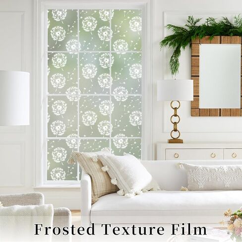 DKTIE Window Film Opaque Privacy Film with Installation Tools Window Frosted Glass Film Feather Static Stickers without Adhesive Reusable (01, 17.7" x 78.7" (with tools)) in Kuwait