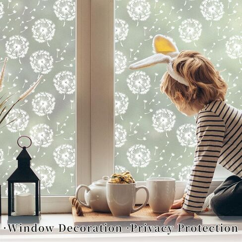 DKTIE Window Film Opaque Privacy Film with Installation Tools Window Frosted Glass Film Feather Static Stickers without Adhesive Reusable (01, 17.7" x 78.7" (with tools)) in Kuwait