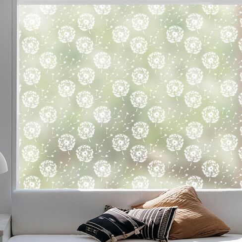 DKTIE Window Film Opaque Privacy Film with Installation Tools Window Frosted Glass Film Feather Static Stickers without Adhesive Reusable (01, 17.7" x 78.7" (with tools)) in Kuwait