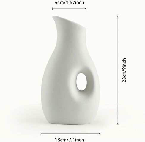 Minimalism Ceramic Vase, Handmade Cute Ceramic Flower Vase, Decorative White Vase for Pampas Grass, Modern Vintage Vase for Home, Living Room, Dining Table, Shelf, Mantel, Office Decor in Saudi Arabia
