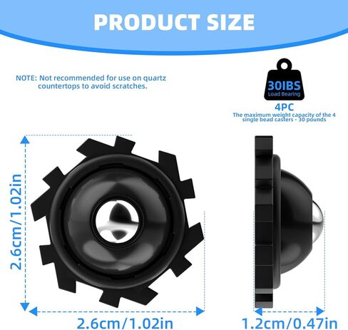 24Pcs Self Adhesive Caster Wheels DIY Connected Small Appliance Rollers for Kitchen, 360°Rotation Mini Casters Stainless Steel Rollers, Universal Swivel Wheels for Coffee Maker Storage Box Bins Black in Kuwait