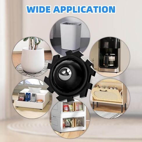 24Pcs Self Adhesive Caster Wheels DIY Connected Small Appliance Rollers for Kitchen, 360°Rotation Mini Casters Stainless Steel Rollers, Universal Swivel Wheels for Coffee Maker Storage Box Bins Black in Kuwait