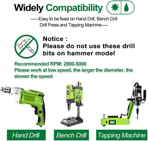 HSS Tap Bit Set - 13pcs SAE/Metric Combination Drill Tap for Drilling, Tapping, Countersinking, Titanium Combination Drill with Quick Change Shank Extension Rod Fixed on Tapping Machine in Saudi Arabia